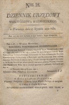 Dziennik Urzędowy Województwa Mazowieckiego. 1832, nr 18 (23 stycznia) + dod.