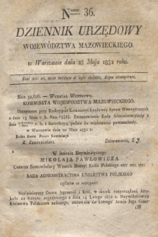 Dziennik Urzędowy Województwa Mazowieckiego. 1832, nr 36 (28 maja) + dod.