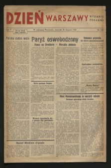 Dzień Warszawy : pismo codzienne : wydanie poranne. R.4, Nr 1030 (24 sierpnia 1944)