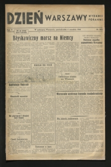 Dzień Warszawy : pismo codzienne : wydanie poranne. R.4, Nr 1052 (4 września 1944)
