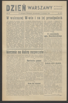 Dzień Warszawy : wydanie zmniejszone [Śródmieście-Południe]. R.4, nr 1072 (25 września 1944)