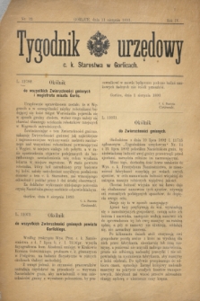 Tygodnik urzędowy c. k. Starostwa w Gorlicach. R.4, nr 12 (11 sierpnia 1893)
