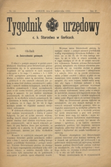 Tygodnik urzędowy c. k. Starostwa w Gorlicach. R.4, nr 13 (6 października 1893)