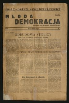 Młoda Demokracja : organ Związku Młodzieży Demokratycznej. R.5, nr 7 (wrzesień 1947)