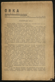 Orka „Prawda Zwycięży”. R.4, nr 12/1 (styczeń 1944)