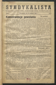Syndykalista : Syndykalistyczne Porozumienie Powstańcze. R.1, nr 8 (16 września 1944)