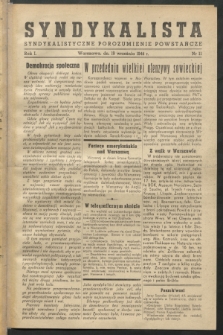 Syndykalista : Syndykalistyczne Porozumienie Powstańcze. R.1, nr 11 (19 września 1944)