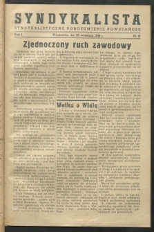 Syndykalista : Syndykalistyczne Porozumienie Powstańcze. R.1, nr 16 (25 września 1944)