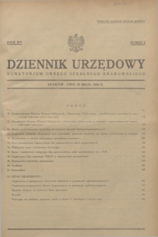 Dziennik Urzędowy Kuratorjum Okręgu Szkolnego Krakowskiego. R.15, nr 5 (30 maja 1936)