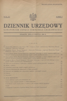 Dziennik Urzędowy Kuratorjum Okręgu Szkolnego Krakowskiego. R.15, nr 8 (31 sierpnia 1936)