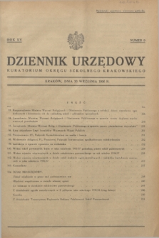 Dziennik Urzędowy Kuratorjum Okręgu Szkolnego Krakowskiego. R.15, nr 9 (30 września 1936)