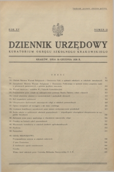 Dziennik Urzędowy Kuratorjum Okręgu Szkolnego Krakowskiego. R.15, nr 12 (30 grudnia 1936)