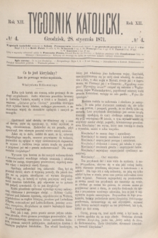 Tygodnik Katolicki. R.12, № 4 (28 stycznia 1871)