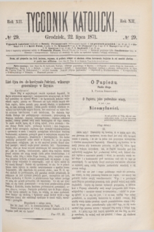 Tygodnik Katolicki. R.12, № 29 (22 lipca 1871)