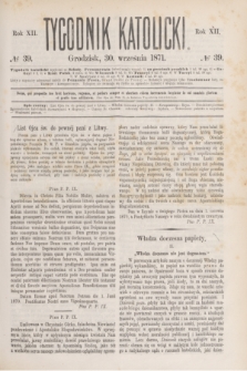 Tygodnik Katolicki. R.12, № 39 (30 września 1871)