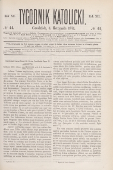 Tygodnik Katolicki. R.12, № 44 (4 listopada 1871)