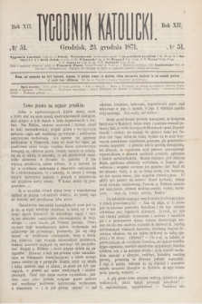 Tygodnik Katolicki. R.12, № 51 (23 grudnia 1871)