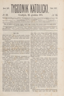 Tygodnik Katolicki. R.12, № 52 (30 grudnia 1871)