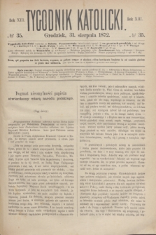 Tygodnik Katolicki. R.13, № 35 (31 sierpnia 1872)