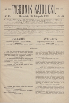 Tygodnik Katolicki. R.13, № 48 (30 listopada 1872)