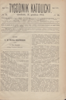 Tygodnik Katolicki. R.13, № 51 (21 grudnia 1872)