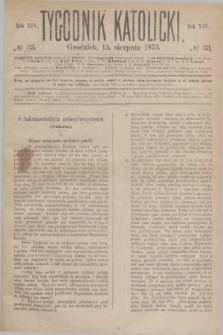 Tygodnik Katolicki. R.14, № 33 (15 sierpnia 1873)