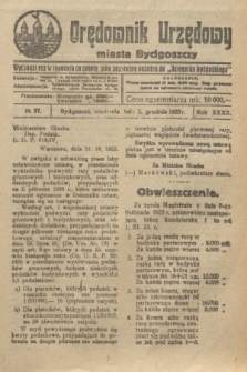 Orędownik Urzędowy Miasta Bydgoszczy. R.40, № 37 (2 grudnia 1923)
