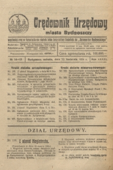 Orędownik Urzędowy Miasta Bydgoszczy. R.41, № 14/15 (12 kwietnia 1924)
