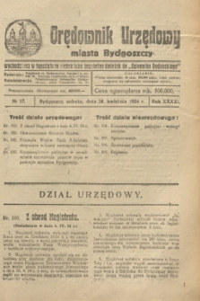 Orędownik Urzędowy Miasta Bydgoszczy. R.41, № 17 (26 kwietnia 1924)