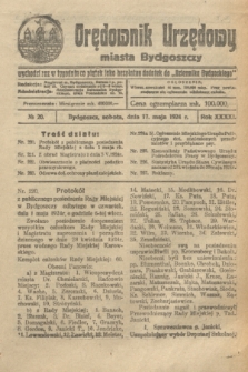 Orędownik Urzędowy Miasta Bydgoszczy. R.41, № 20 (17 maja 1924)