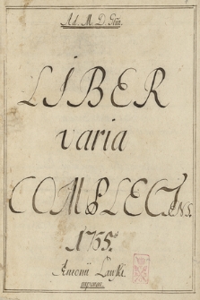 „Liber varia complectens 1765”