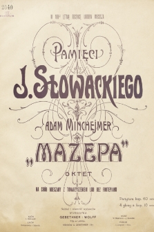 „Mazepa” : oktet na chór mieszany z towarzyszeniem lub bez fortepianu