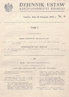 Dziennik Ustaw Rzeczypospolitej Polskiej. 1942, nr 9