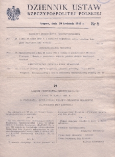 Dziennik Ustaw Rzeczypospolitej Polskiej. 1940, nr 8