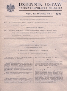 Dziennik Ustaw Rzeczypospolitej Polskiej. 1940, nr 9