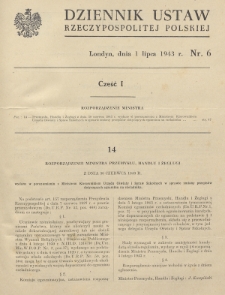 Dziennik Ustaw Rzeczypospolitej Polskiej. 1943, nr 6