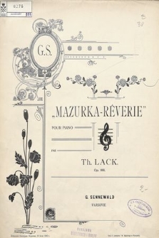 Mazurka-rêverie : Op. 188 : pour piano