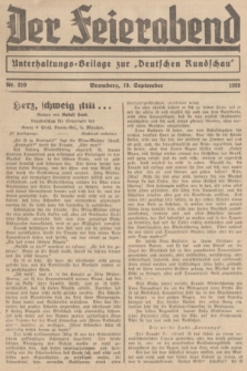 Der Feierabend : Unterhaltungs-Beilage zur „Deutschen Rundschau”. 1939, Nr. 210 (19 September)