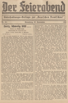 Der Feierabend : Unterhaltungs-Beilage zur „Deutschen Rundschau”. 1939, Nr. 211 (20 September)
