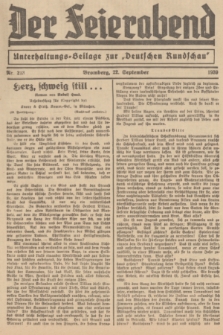 Der Feierabend : Unterhaltungs-Beilage zur „Deutschen Rundschau”. 1939, Nr. 213 (22 September)