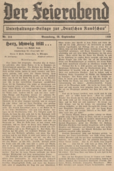 Der Feierabend : Unterhaltungs-Beilage zur „Deutschen Rundschau”. 1939, Nr. 214 (23 September)