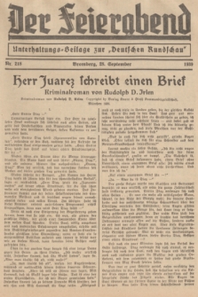 Der Feierabend : Unterhaltungs-Beilage zur „Deutschen Rundschau”. 1939, Nr. 218 (28 September)