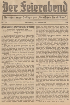 Der Feierabend : Unterhaltungs-Beilage zur „Deutschen Rundschau”. 1939, Nr. 219 (29 September)