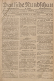 Deutsche Rundschau in Polen : früher Ostdeutsche Rundschau, Bromberger Tageblatt. Jg.46, Nr. 3 (4 Januar 1922) + dod.