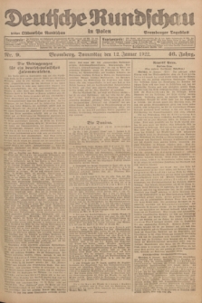 Deutsche Rundschau in Polen : früher Ostdeutsche Rundschau, Bromberger Tageblatt. Jg.46, Nr. 9 (12 Januar 1922)