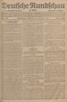 Deutsche Rundschau in Polen : früher Ostdeutsche Rundschau, Bromberger Tageblatt. Jg.46, Nr. 26 (1 Februar 1922) + dod.