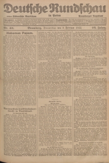 Deutsche Rundschau in Polen : früher Ostdeutsche Rundschau, Bromberger Tageblatt. Jg.46, Nr. 32 (9 Februar 1922) + dod.