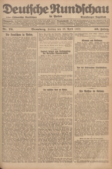Deutsche Rundschau in Polen : früher Ostdeutsche Rundschau, Bromberger Tageblatt. Jg.46, Nr. 76 (28 April 1922) + dod.