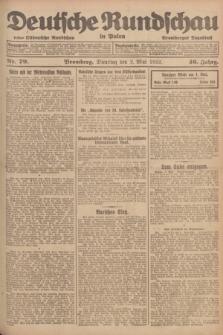 Deutsche Rundschau in Polen : früher Ostdeutsche Rundschau, Bromberger Tageblatt. Jg.46, Nr. 79 (2 Mai 1922) + dod.