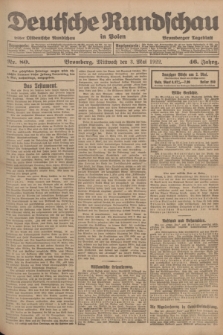 Deutsche Rundschau in Polen : früher Ostdeutsche Rundschau, Bromberger Tageblatt. Jg.46, Nr. 80 (3 Mai 1922) + dod.